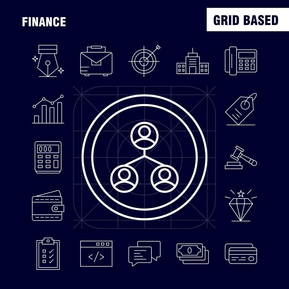 icônes de ligne de finance définies pour l'infographie le kit uxui mobile et la conception d'impression incluent le texte de la broche de l'ordinateur vecteur