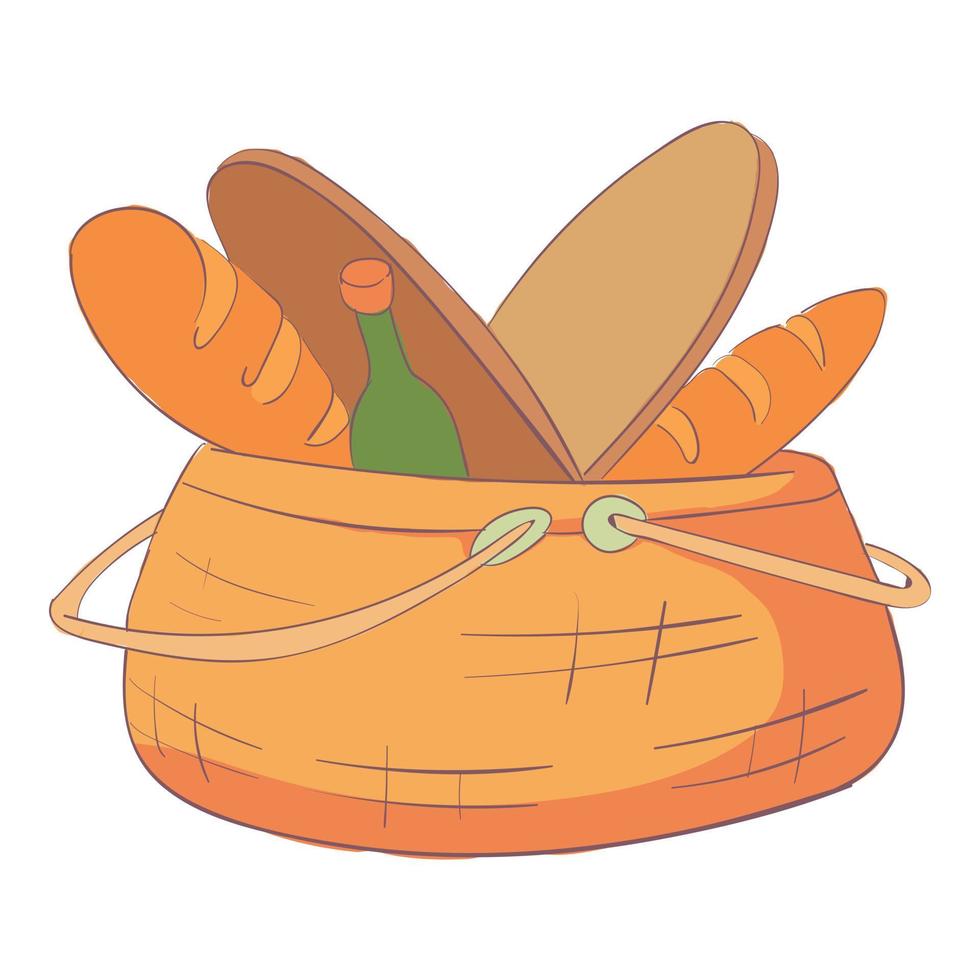 icône de panier à pain, dessin animé et style plat vecteur