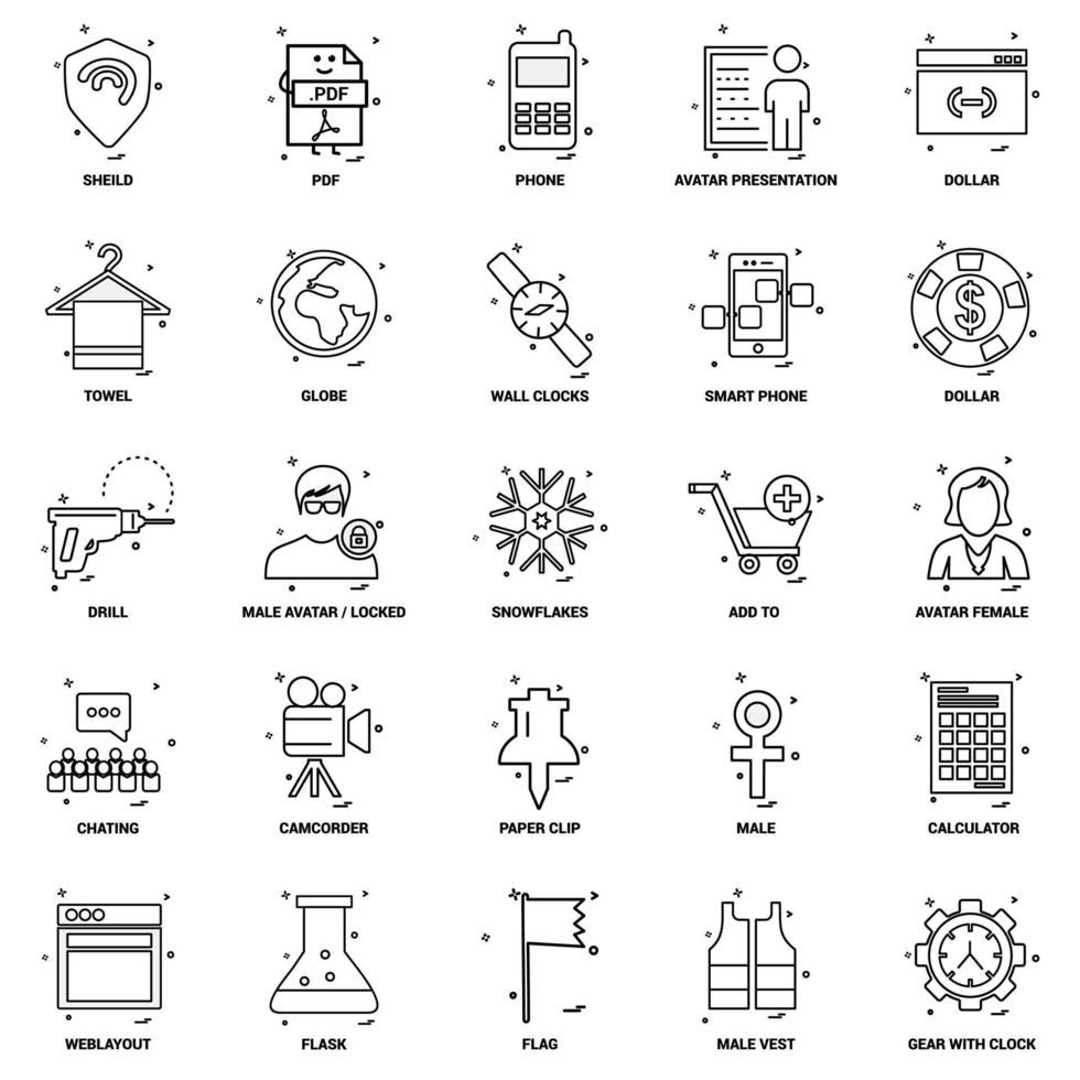 25 jeu d'icônes de ligne de mélange de concept d'entreprise vecteur