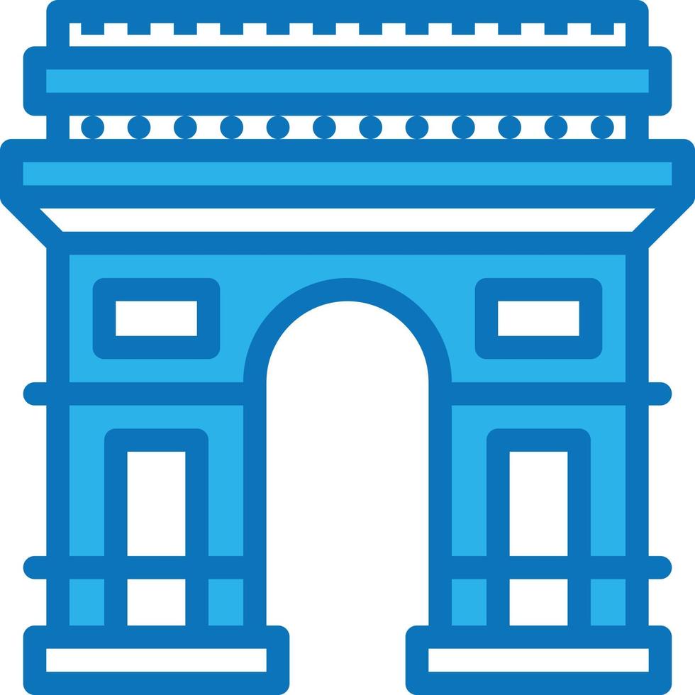 l'arc de triomphe paris france bâtiment historique - icône bleue vecteur