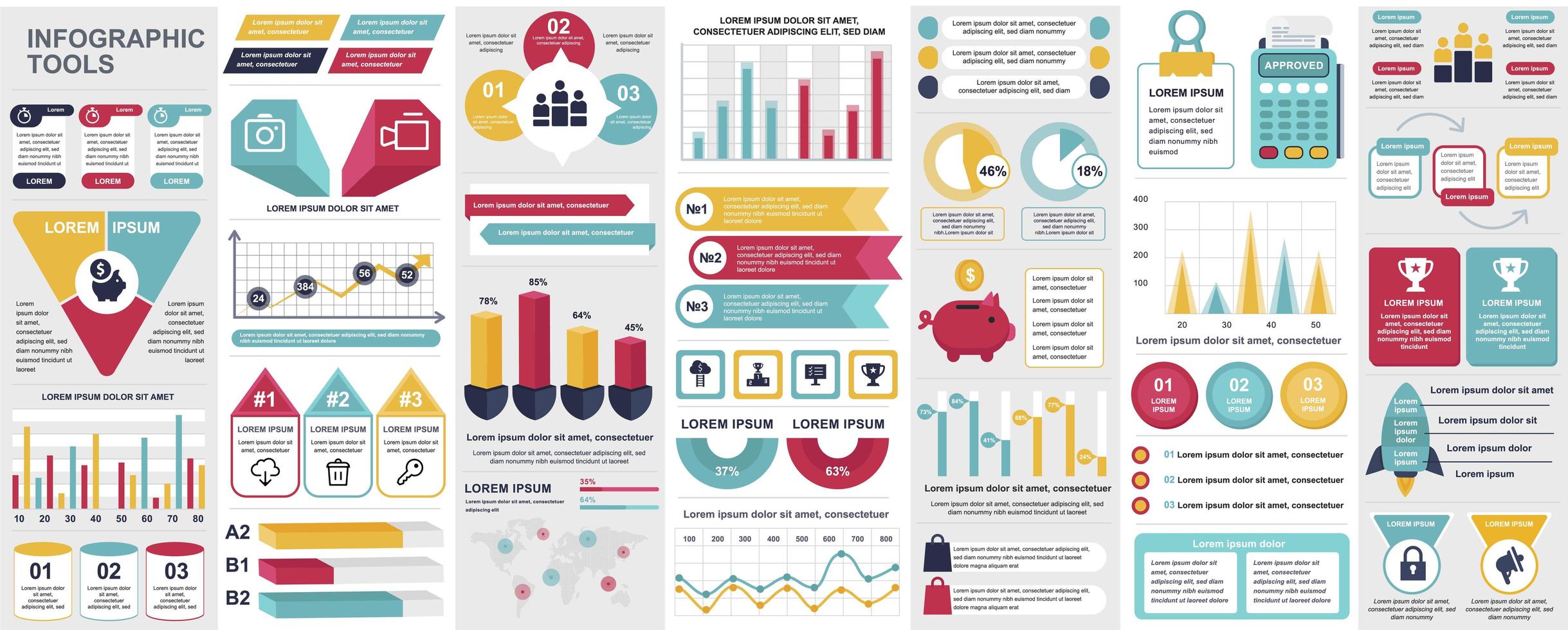 infographie, ui, ux, ensemble d'éléments de kit vecteur