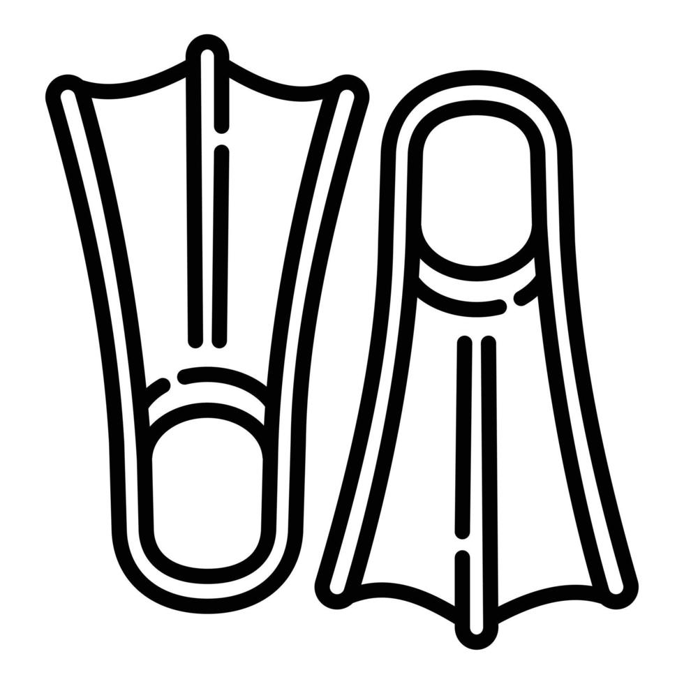 icône de palmes de plongée, style de contour vecteur