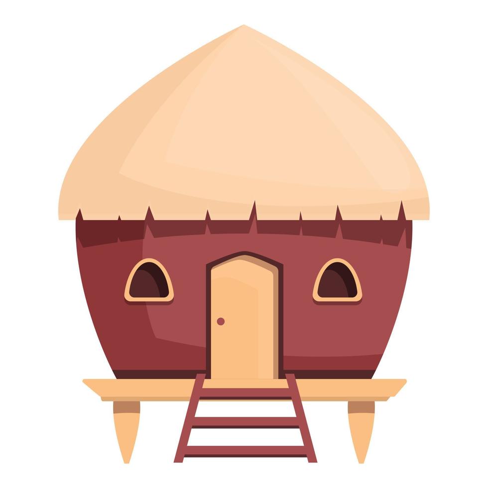 vecteur de dessin animé d'icône de bungalow de foin. villa de la mer