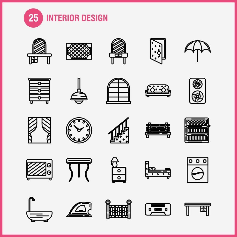 les icônes de la ligne de design d'intérieur sont définies pour l'infographie le kit uxui mobile et la conception d'impression incluent l'interrupteur fiche électronique table électrique meubles tables de maison vecteur eps 10