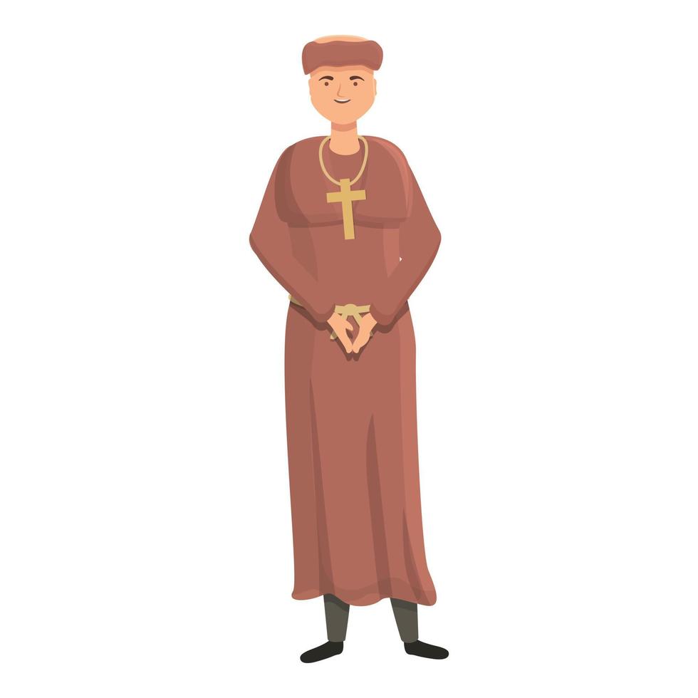 vecteur de dessin animé d'icône de moine. homme prêtre