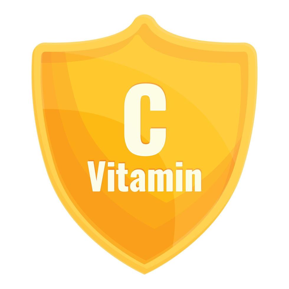icône de bouclier de vitamine c, style cartoon vecteur