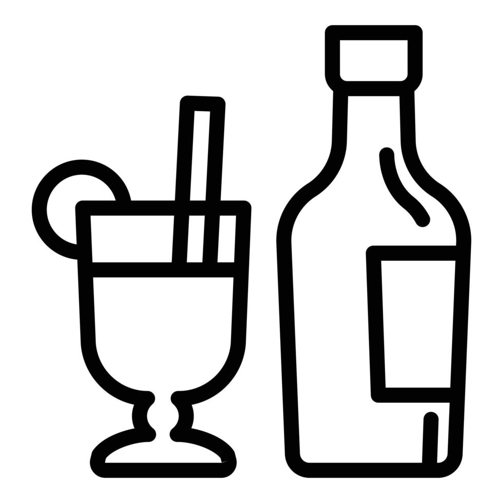 icône de bouteille de vin chaud, style de contour vecteur