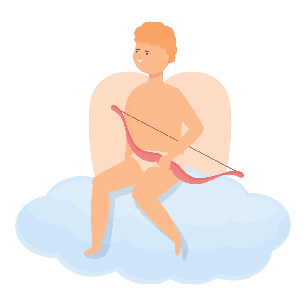 Cupidon sur le vecteur de dessin animé d'icône de nuage. journée d'amour