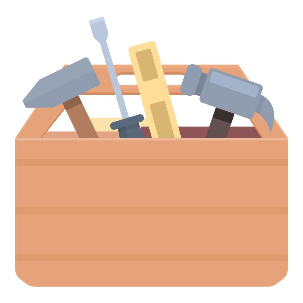 vecteur de dessin animé d'icône de boîte en bois. outil de chantier