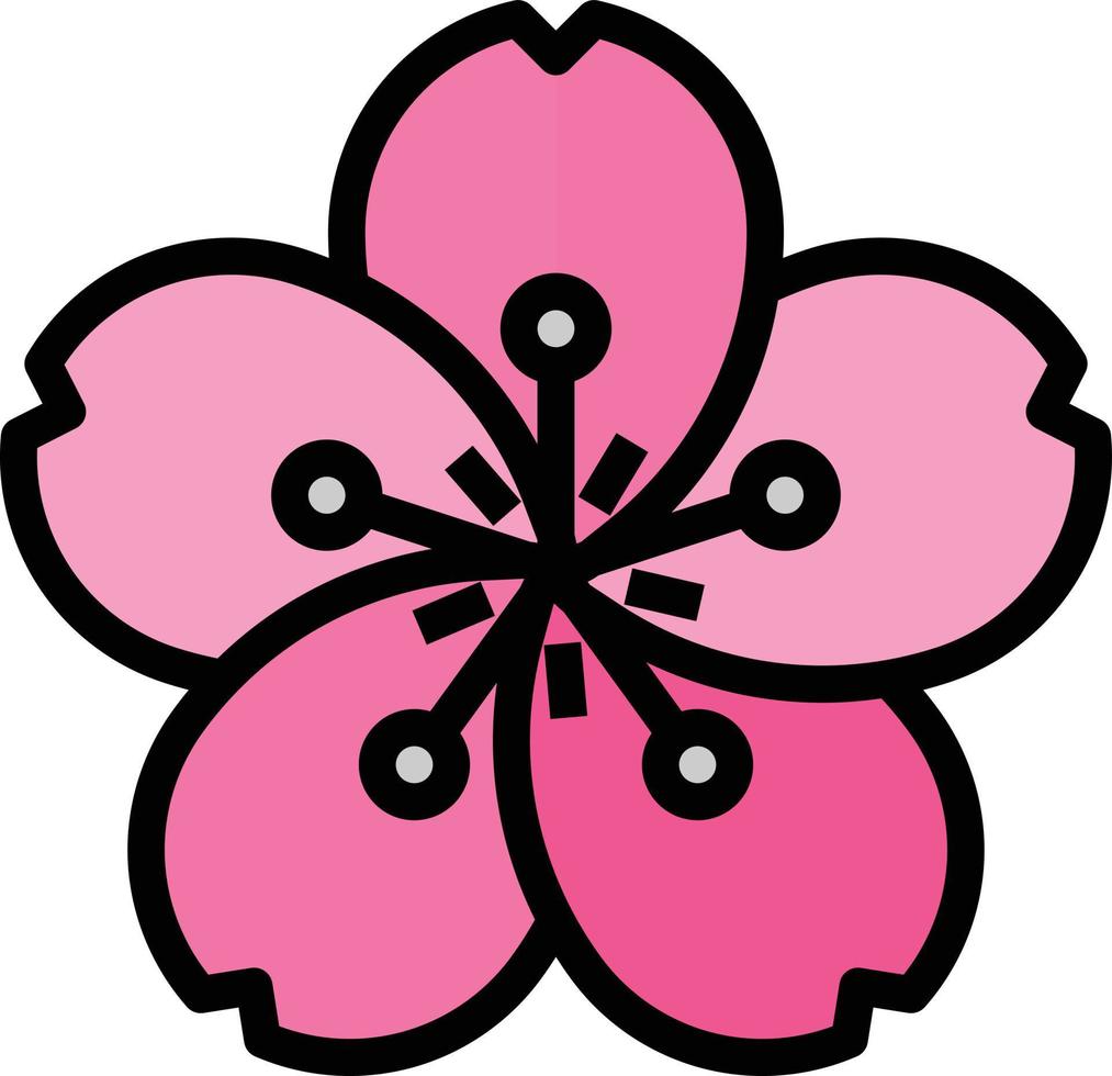 fleur de sakura japon japonais - icône de contour rempli vecteur