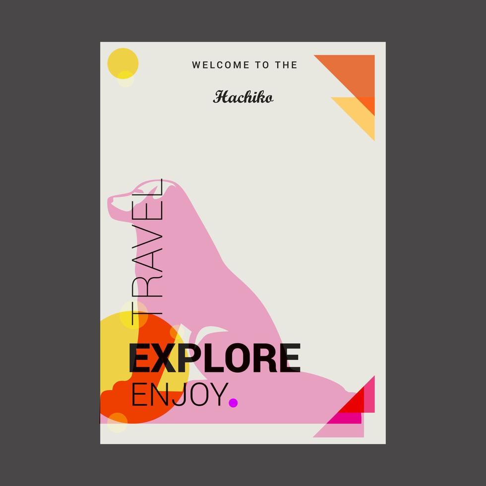 bienvenue au hachiko japon explorer voyage profiter modèle d'affiche vecteur