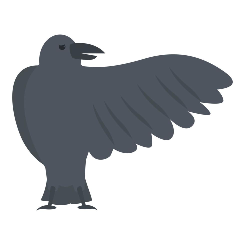 vecteur de dessin animé d'icône de corbeau de vol. plume d'art