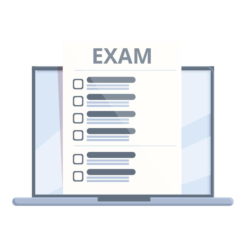 vecteur de dessin animé d'icône d'examen final en ligne. éducation sur internet