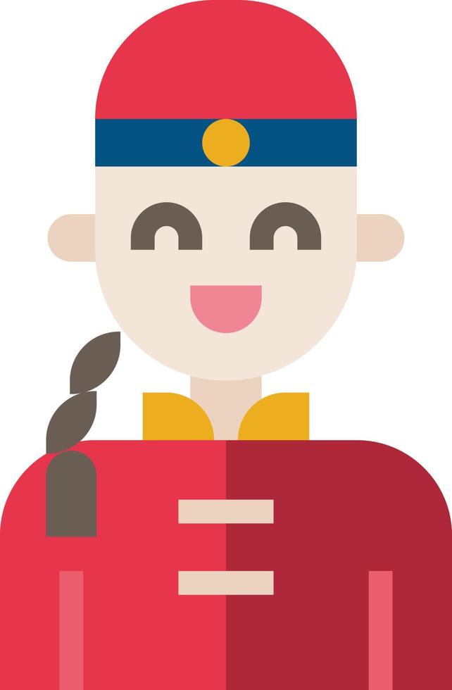 homme avatar chinois sourire fantôme - icône plate vecteur