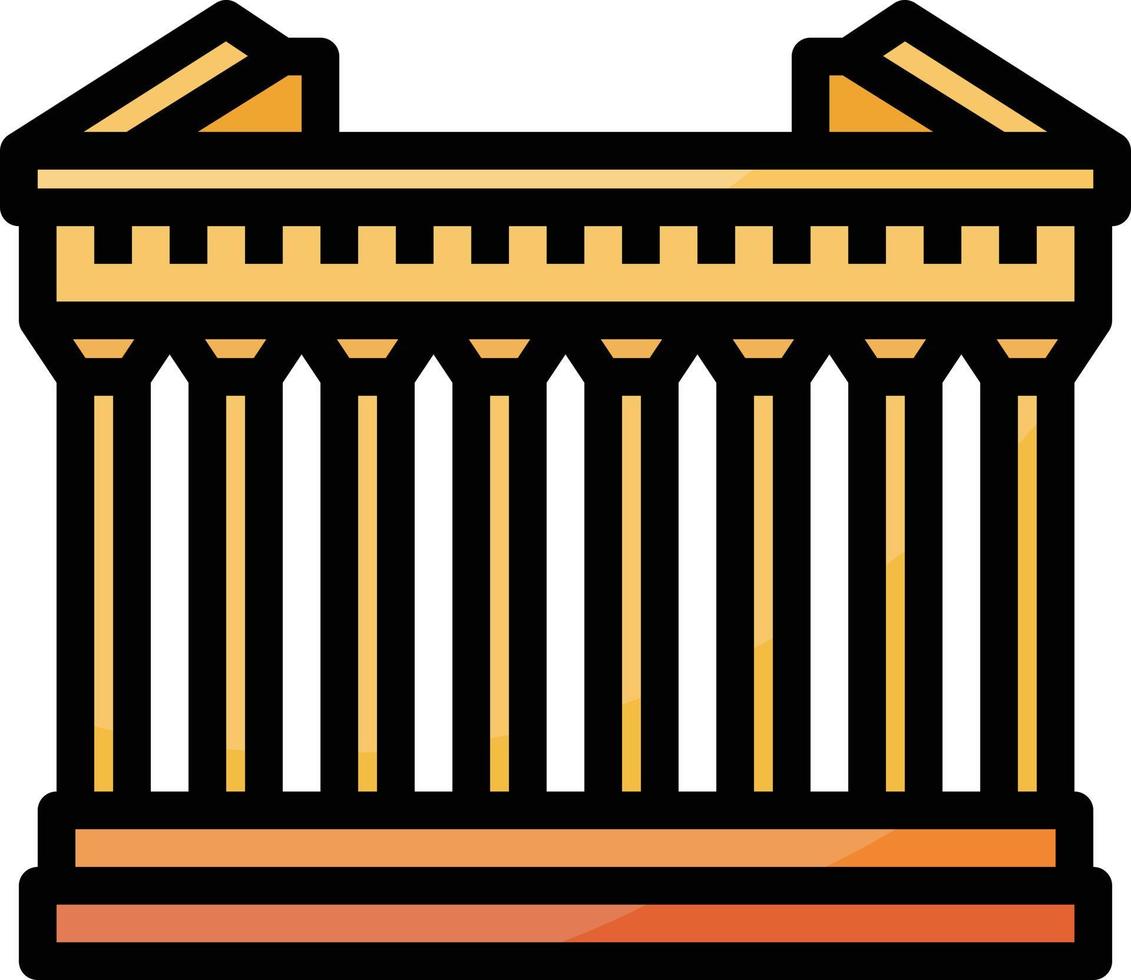 Athènes Grèce bâtiment historique du Parthénon - icône de contour rempli vecteur