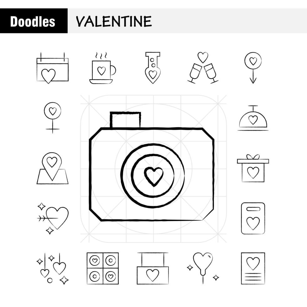 pack d'icônes dessinés à la main de la saint valentin pour les concepteurs et les développeurs vecteur