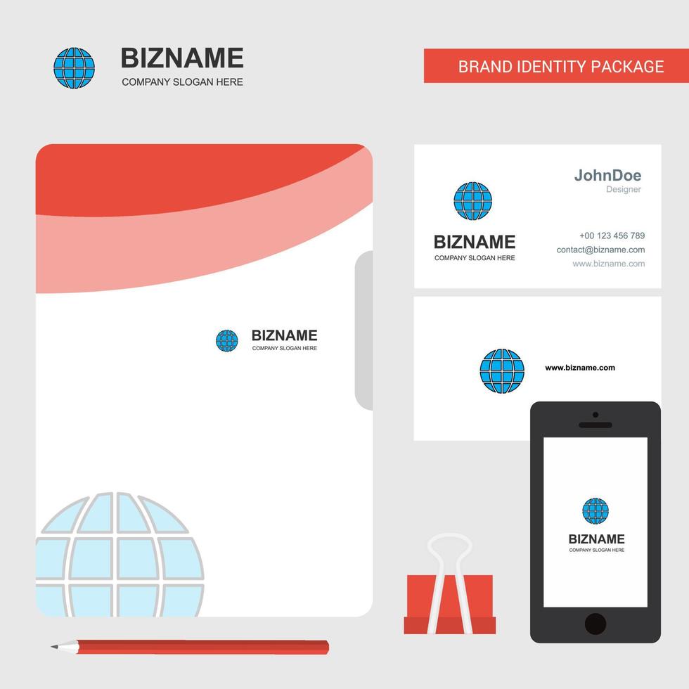 couverture de fichier de logo d'entreprise globe carte de visite et illustration vectorielle de conception d'application mobile vecteur
