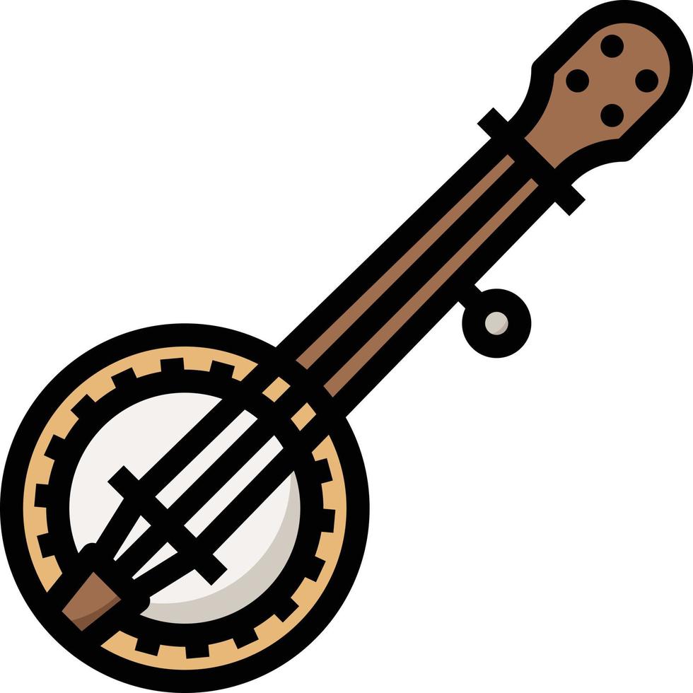 instrument de musique musique banjo - icône de contour rempli vecteur