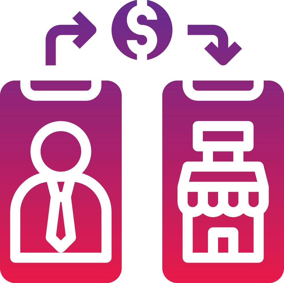 transfert d'argent mobile shopping argent bancaire - icône de dégradé solide vecteur