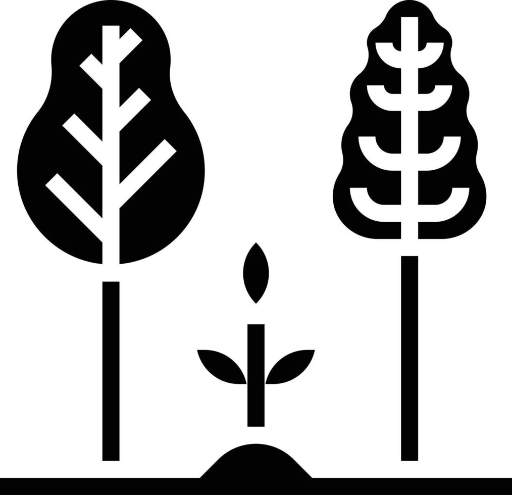 L'écologie des arbres forestiers de croissance des plantes - icône solide vecteur