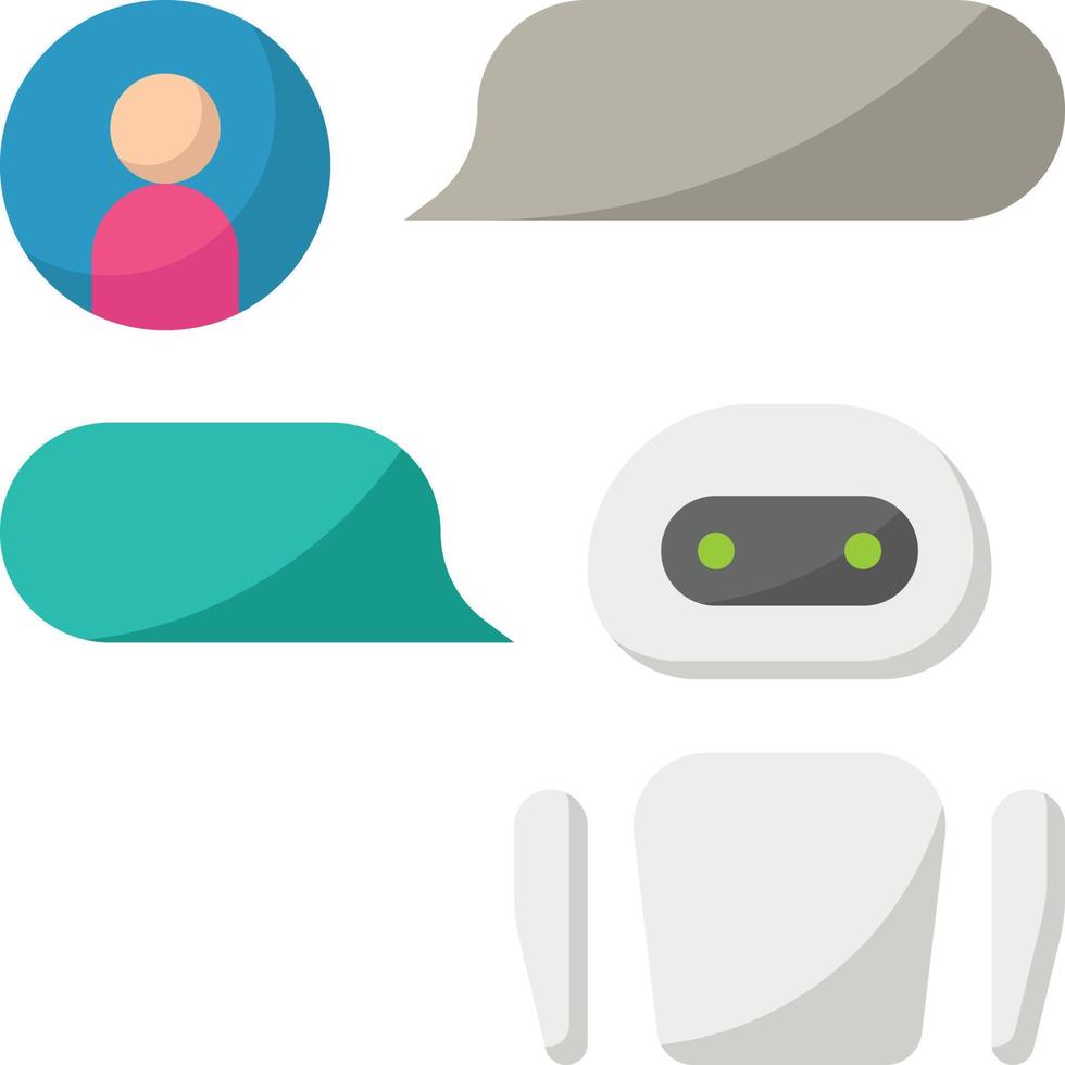 chatbot message ai intelligence artificielle - icône plate vecteur