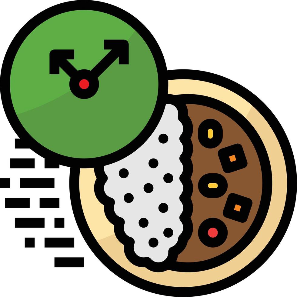 temps d'attente au curry livraison de nourriture - icône de contour rempli vecteur