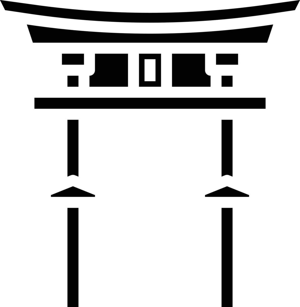 porte torii japon point de repère porte du temple - icône solide vecteur