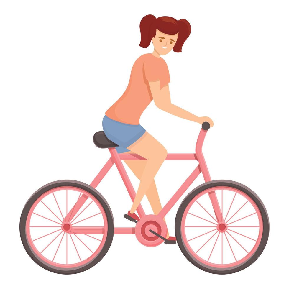 femmes vélo icône vecteur de dessin animé. femme cavalière