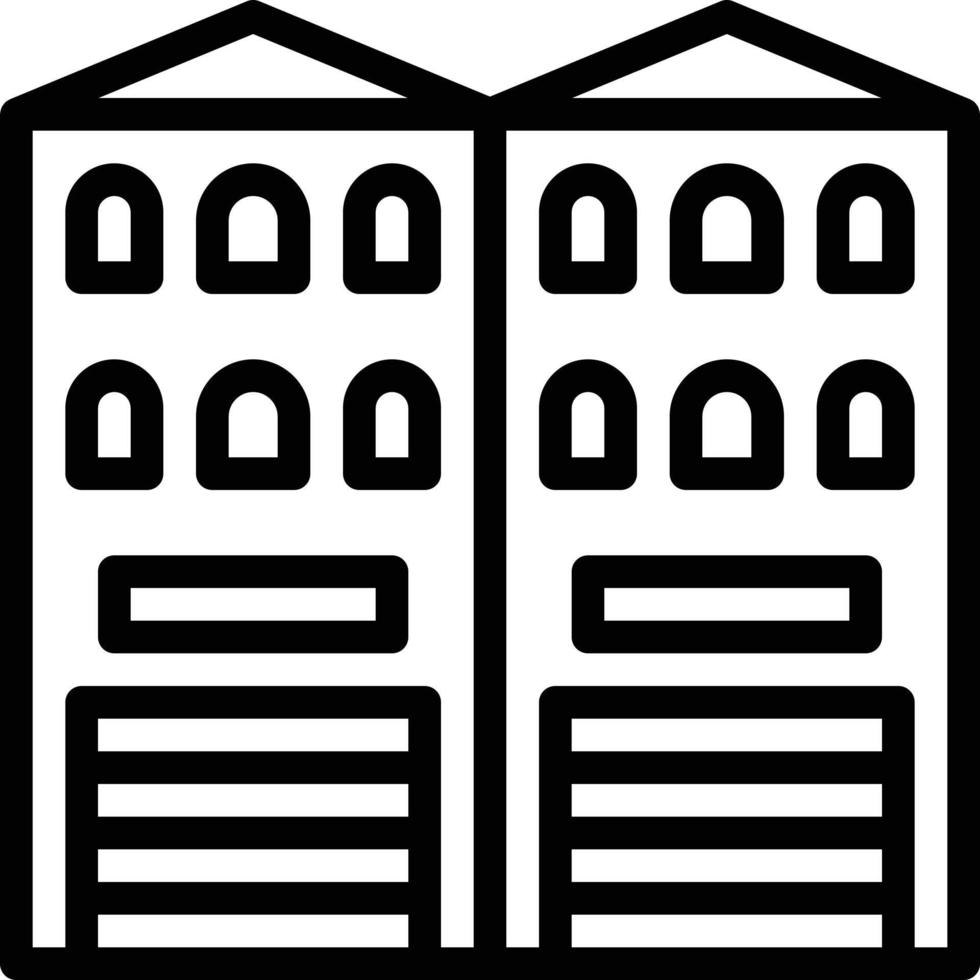 Bâtiment de maison jumelle shophouse - icône de contour vecteur