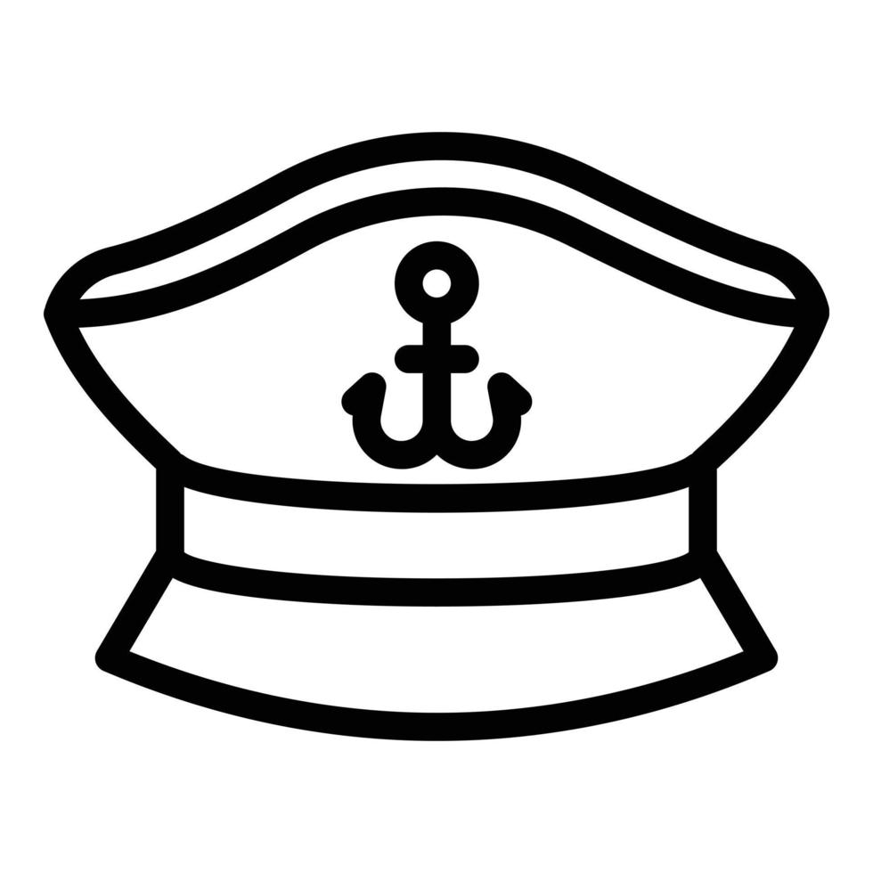 icône de casquette de capitaine de navire, style de contour vecteur