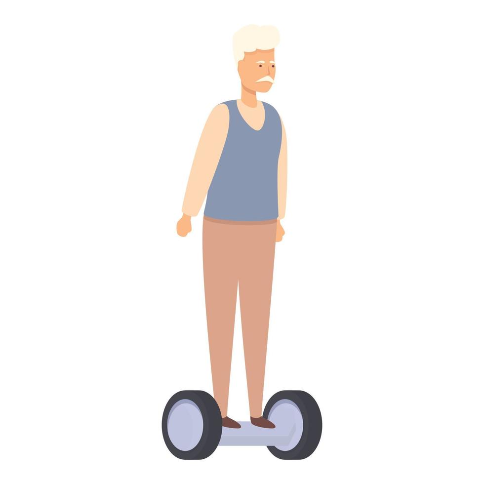 grand-père tour hoverboard icône vecteur de dessin animé. personne âgée