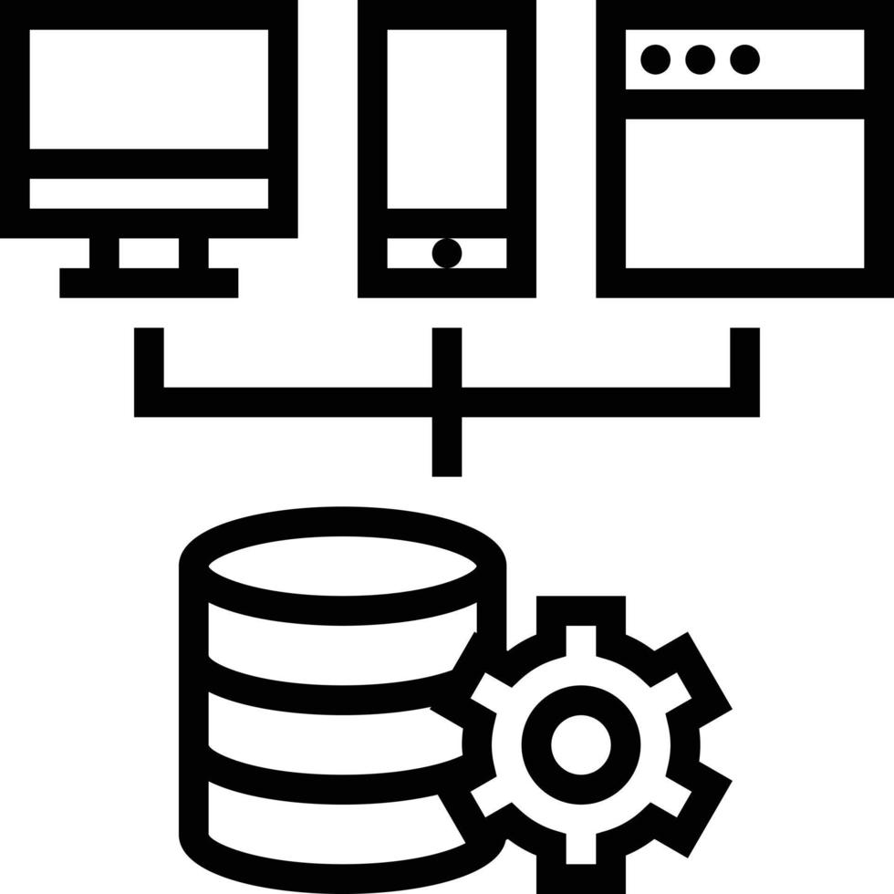 développement de logiciels de plate-forme de base de données de service Web - icône de contour vecteur