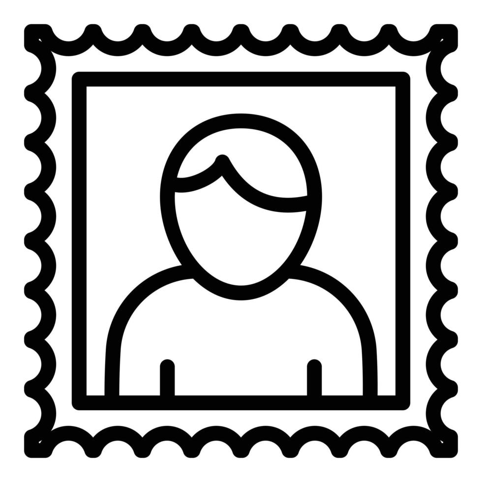 icône de cachet de la poste homme, style de contour vecteur