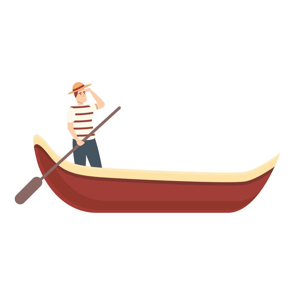 vecteur de dessin animé d'icône de gondole de voyage. gondolier de Venise