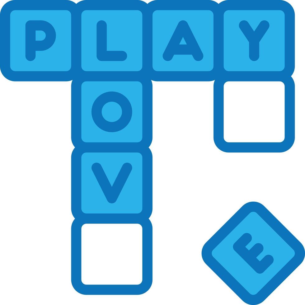 jeu de mot scrabble jouer divertissement - icône bleue vecteur