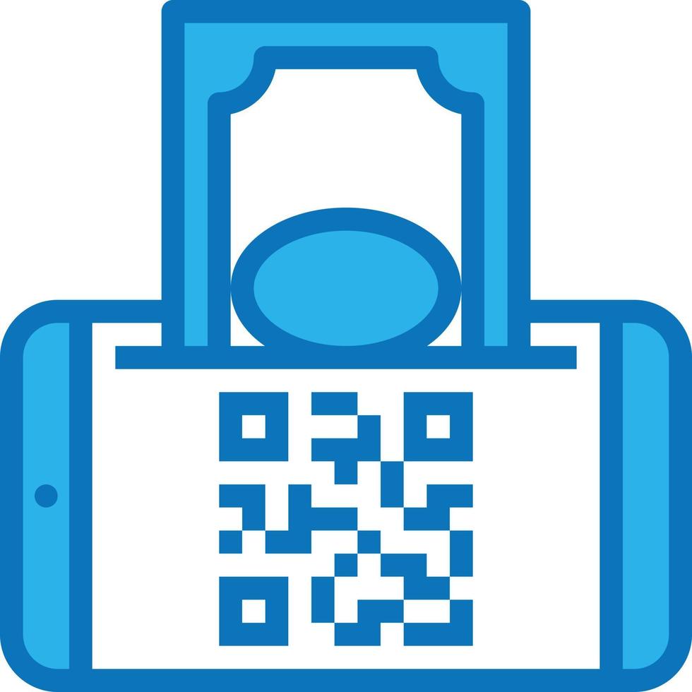 paiement mobile paiement par code qr cash banking - icône bleue vecteur