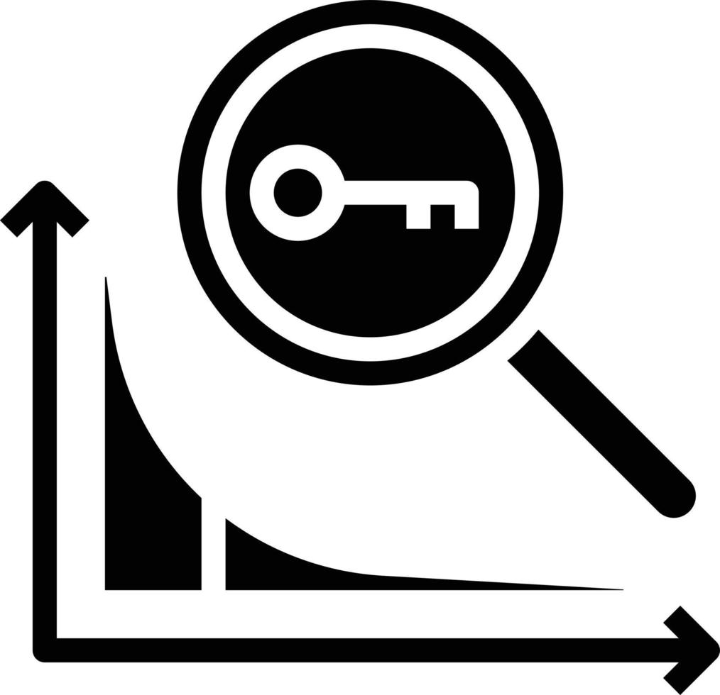 analyse de mots clés de recherche longue traîne seo - icône solide vecteur