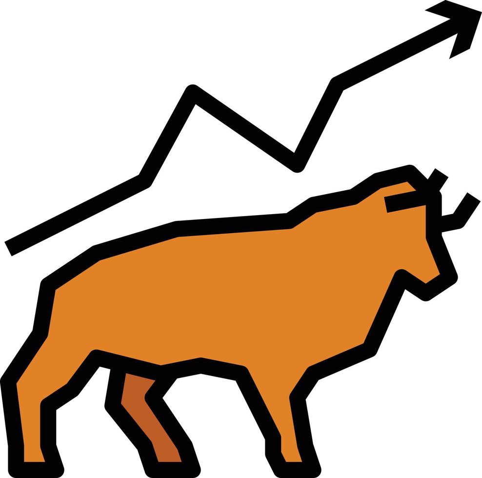 Bull up marché de l'investissement boursier - icône de contour rempli vecteur