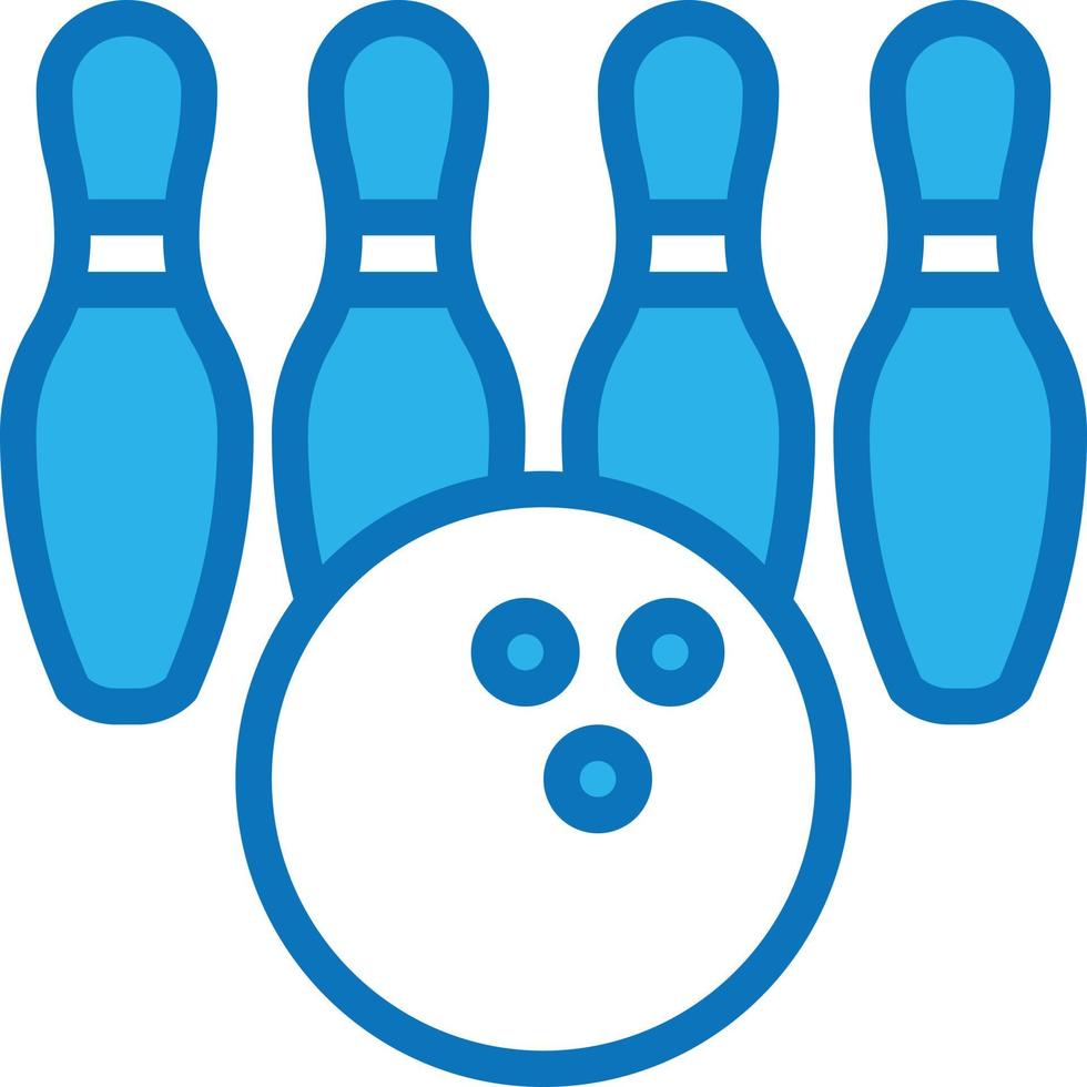 bowling ball pin sport divertissement - icône bleue vecteur