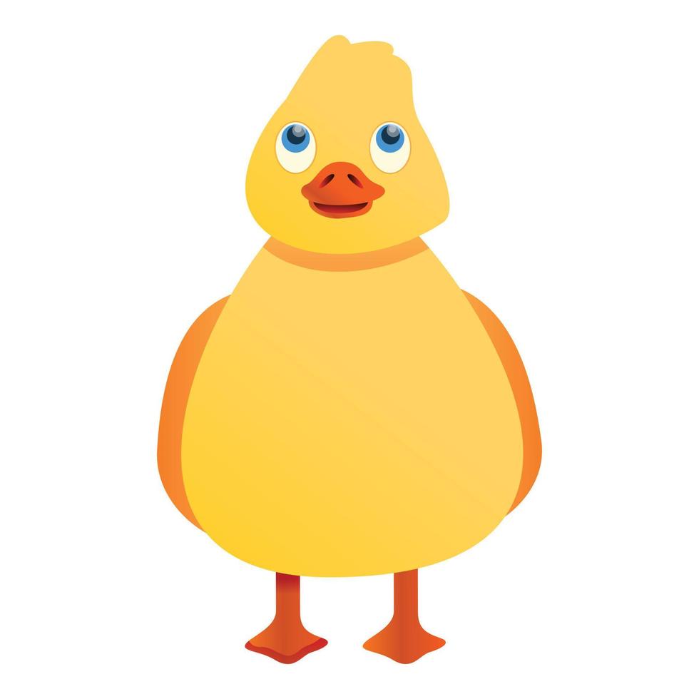 icône de gros canard jaune, style cartoon vecteur