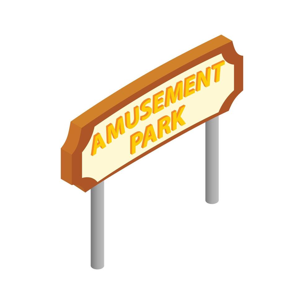 icône 3d isométrique de panneau de signalisation de parc d'attractions vecteur