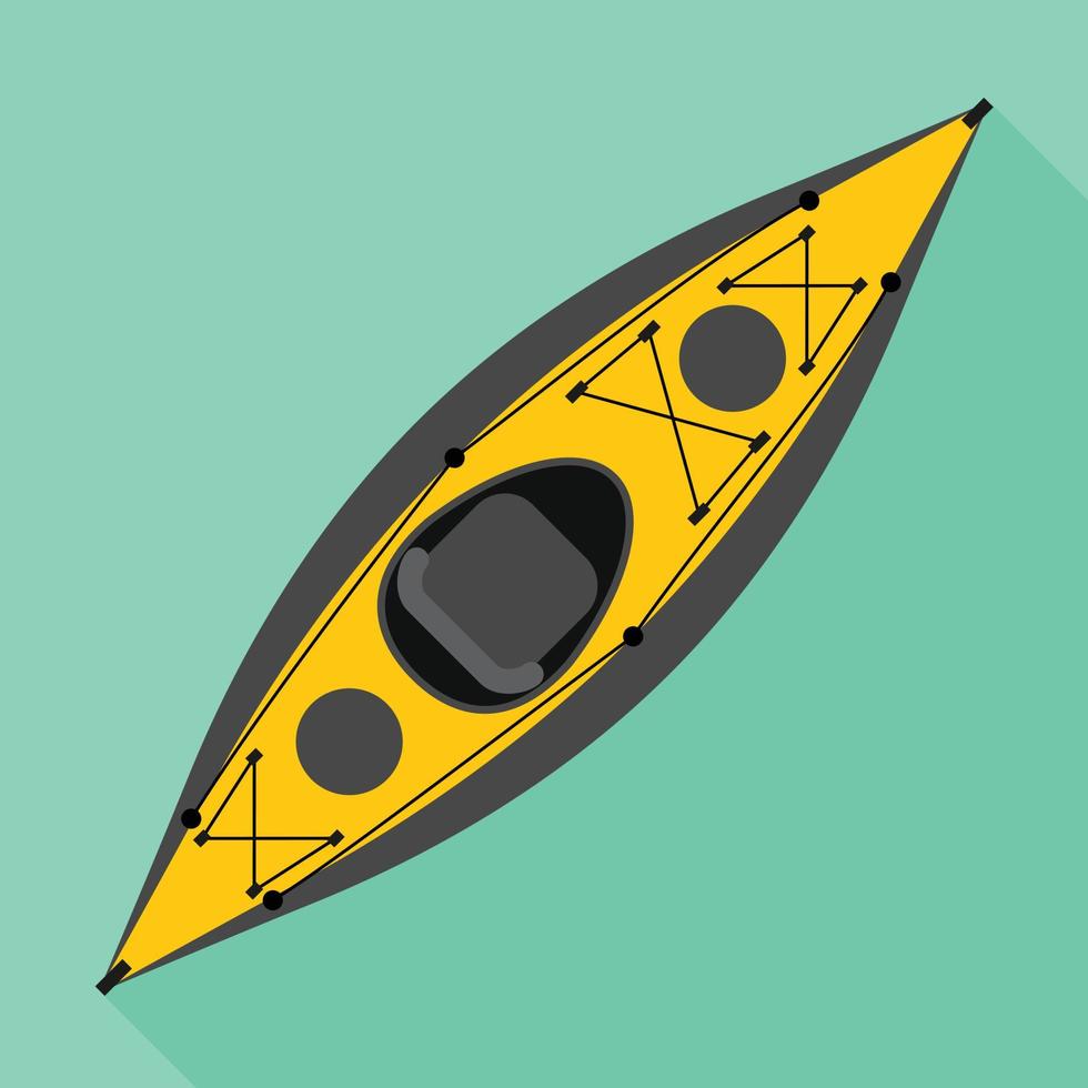 icône de bateau kayak, style plat vecteur
