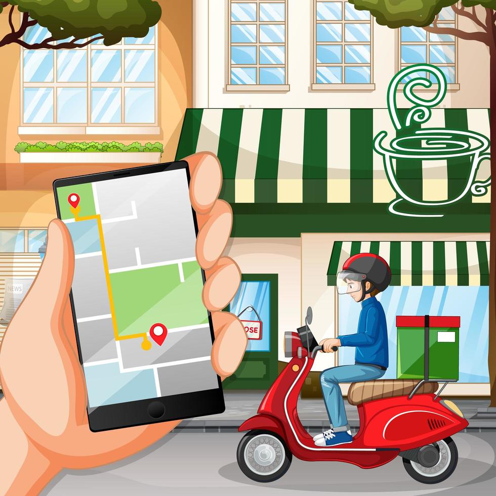 application de livraison sur écran mobile vecteur