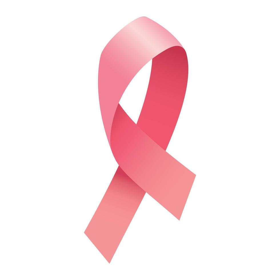 icône de ruban rose cancer du sein, style isométrique vecteur