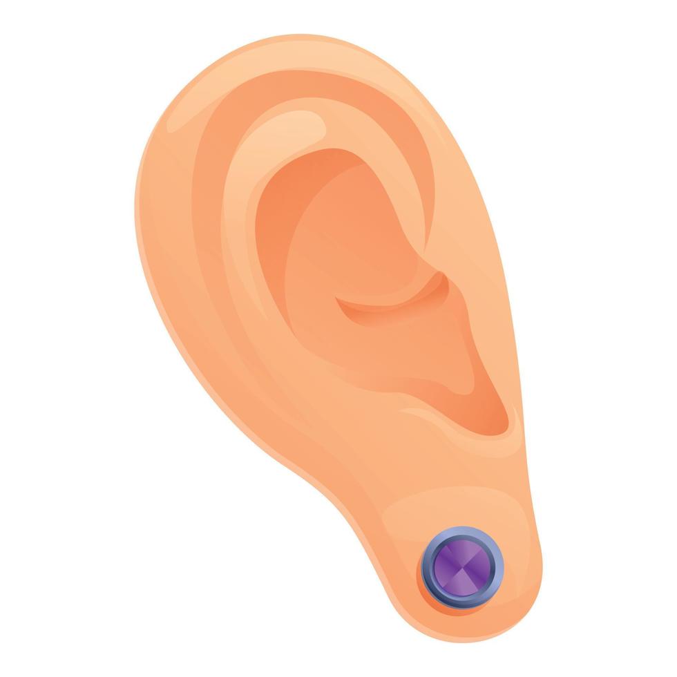 icône de perçage d'oreille bijou, style cartoon vecteur