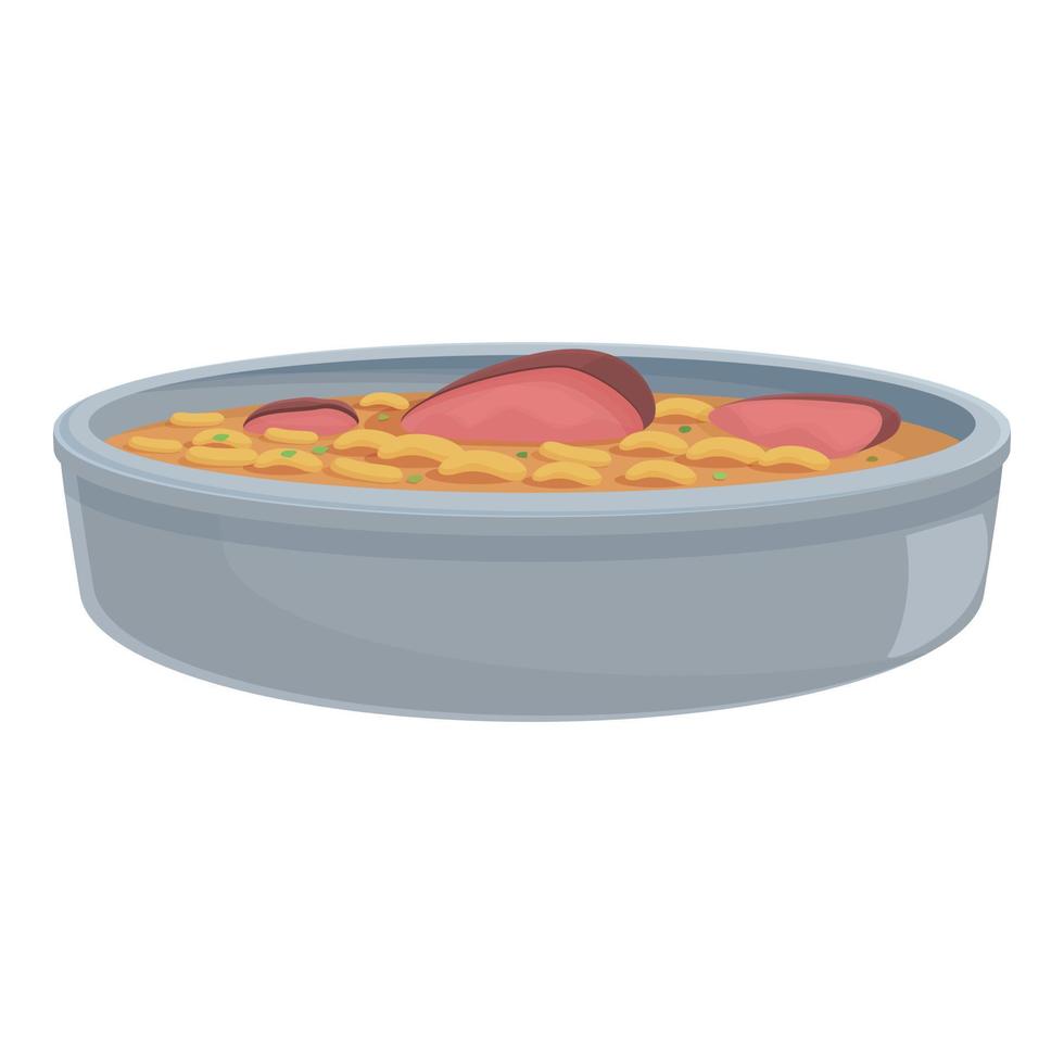 vecteur de dessin animé d'icône de soupe de pâtes à la viande. nourriture portugaise