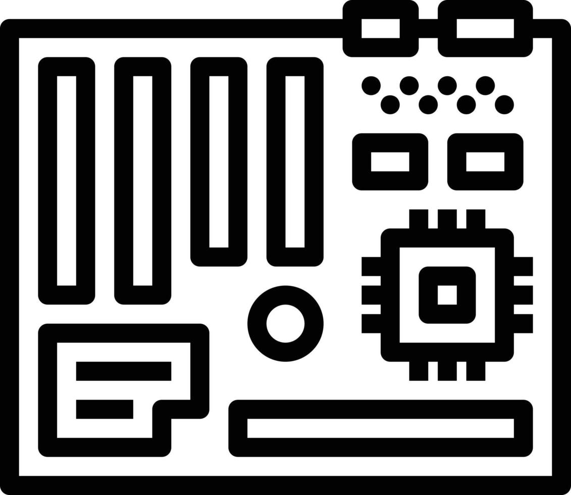 carte mère cpu slots ordinateur accessoire - icône de contour vecteur