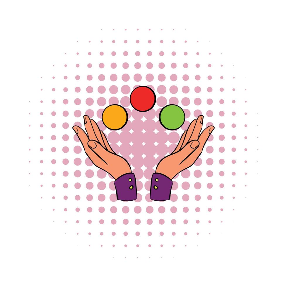 L'icône de la bande dessinée balles de jonglage mains vecteur