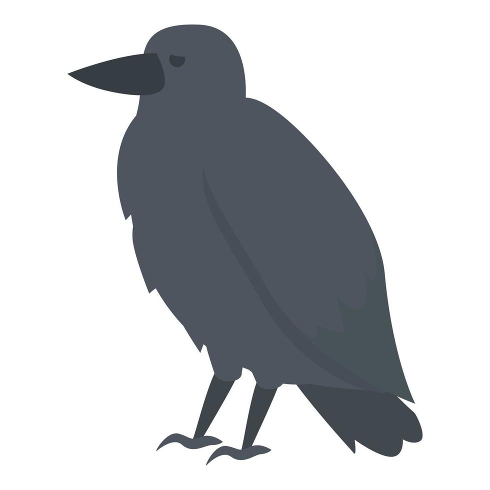 vecteur de dessin animé mignon icône corbeau. oiseau corbeau