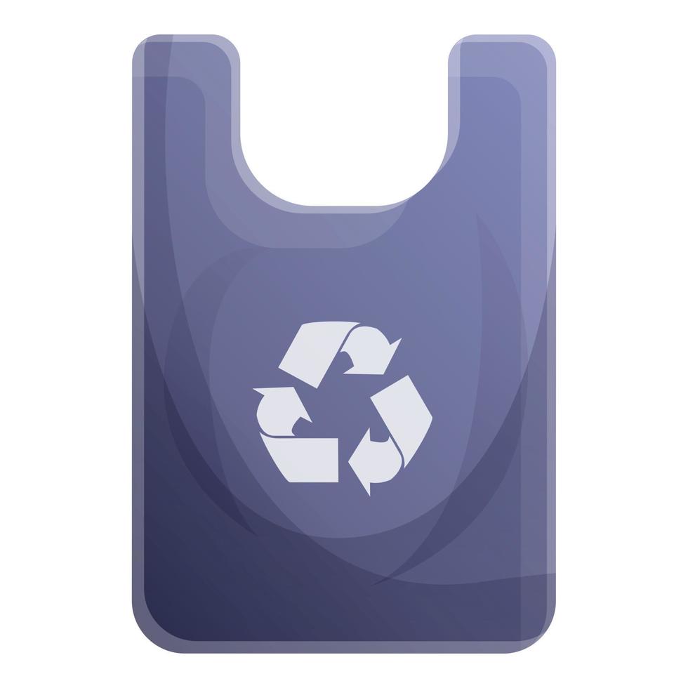 icône de sac de recyclage, style cartoon vecteur